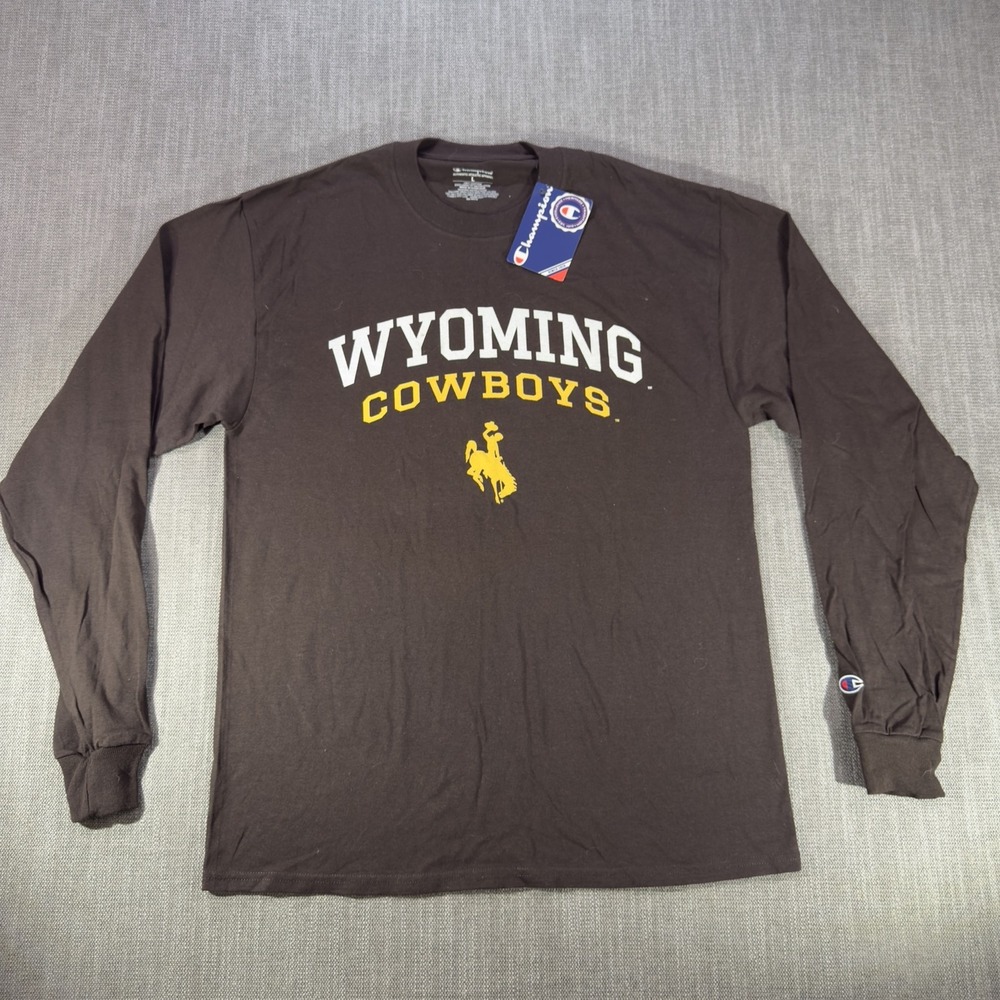 Wyoming Cowboys Shirt Mens Large Brown NCAA Football Champion Long Sleeve